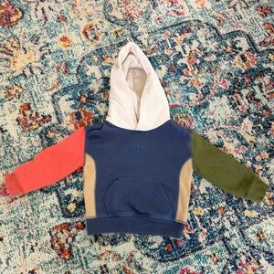 Gap toddler boys navy and red color block hooded sweatshirt
